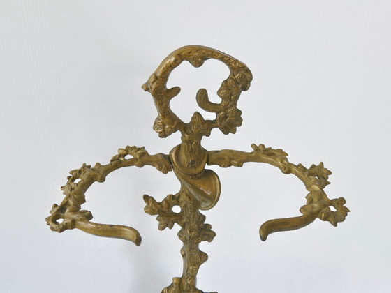 Image 1 of Vintage 1950s Hunting Scene Umbrella Stand in Gilded Brass