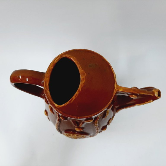 Image 1 of Großer, antiker, braun glasierter Keramikkrug