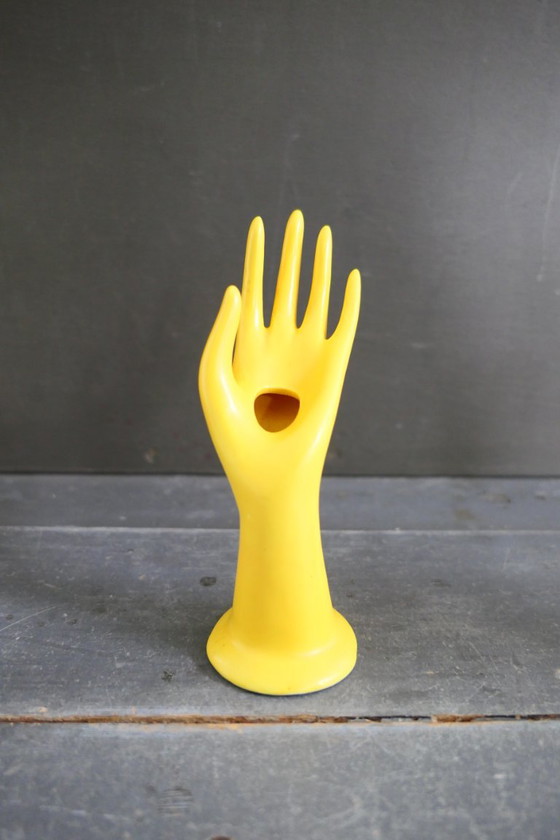 Vintage solifleur vase / ring holder yellow hand – Ceramic (photo 2 of 6)