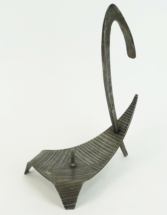 Image 1 of sculptural mid century modern brutalist iron CANDLE HOLDER 1960s 1970s