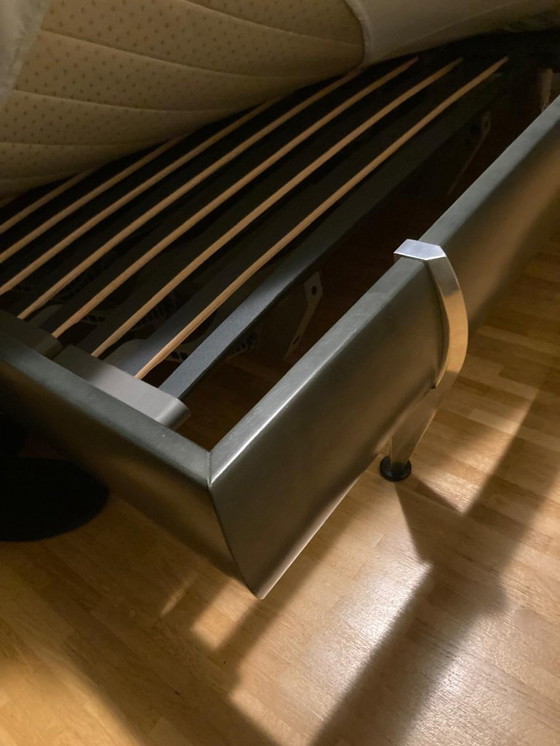 Image 1 of Modern design bed frame 180×200 – petrol color – metal frame – E.F. JONAS Furniture Agency