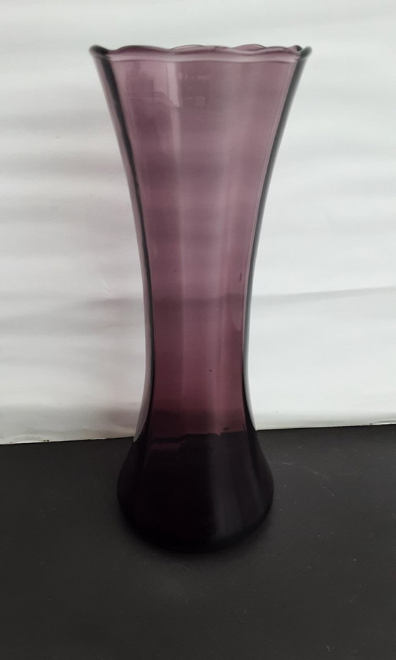 Image 1 of 3 x Doyer vases, crystal, very good, amethyst color