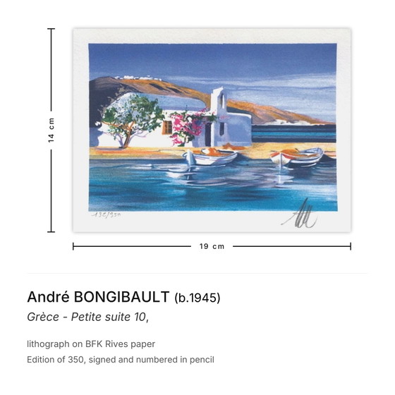 André BONGIBAULT Signed Lithograph Grèce - Petite Suite 10 – Lithographs & prints, Paper (photo 3 of 5)