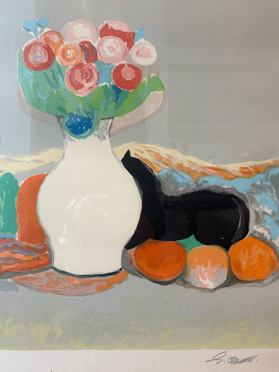Lithograph of Still Life with Vase of Flowers by Giuseppe Cesetti, 1960s – Paintings & Drawings, Paper (photo 5 of 9)