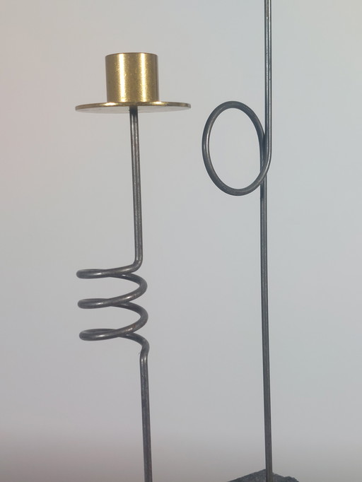 3x Vintage Ikea Kerzenständer Ehlen Johansson Krasen Metall Granit 