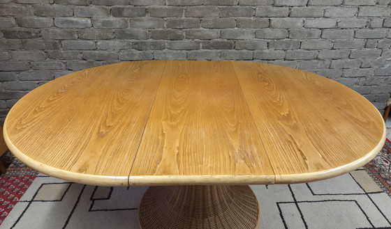 Image 1 of Mesa de comedor de madera y ratán, 1970