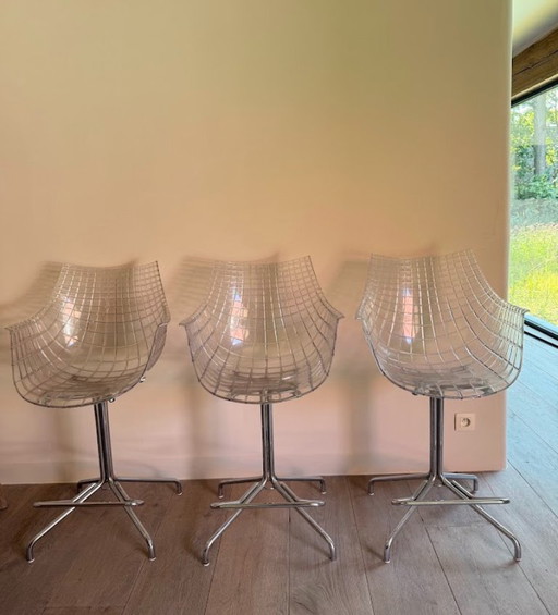 Ikonisches Set von 3 Meridiana Barhockern, entworfen vom französischen Designer Christophe Pillet für Driade.