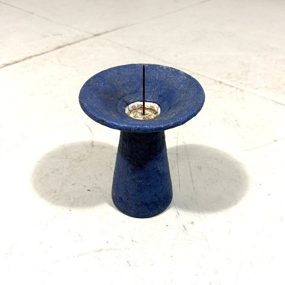 Image 1 of Blauwe aardewerk kandelaar 1960’s