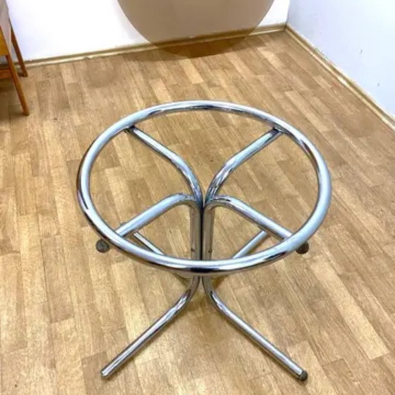 Image 1 of Glass Coffee Table, Chrome Base, 1970s