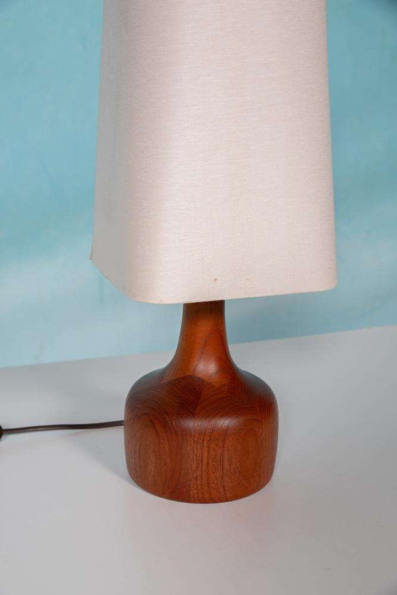 Image 1 of Japandi Danish design table lamp teak, sixties table lamp