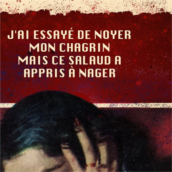 Image 1 of Citation de Frida Kahlo "..Mon chagrin sait nager.." - Affiche d'art 50 x 70 cm