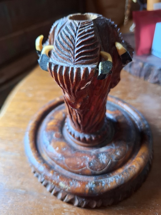 Antique Romanian Art Deco Hand-Carved Wooden Smoking Valet & Match Holder (c. 1930s) – Decorative Objects (photo 3 of 11)
