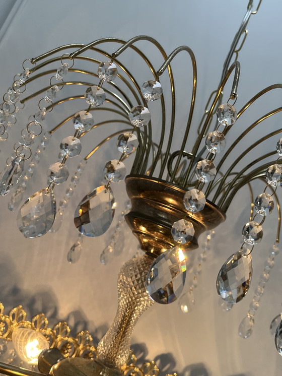 Image 1 of 2 Pieces ! Vintage Art Nouveau Style Crystal Chandeliers