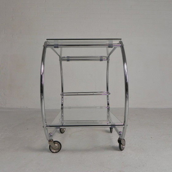 Image 1 of Art Deco trolley, serveerwagen chroom, jaren 50