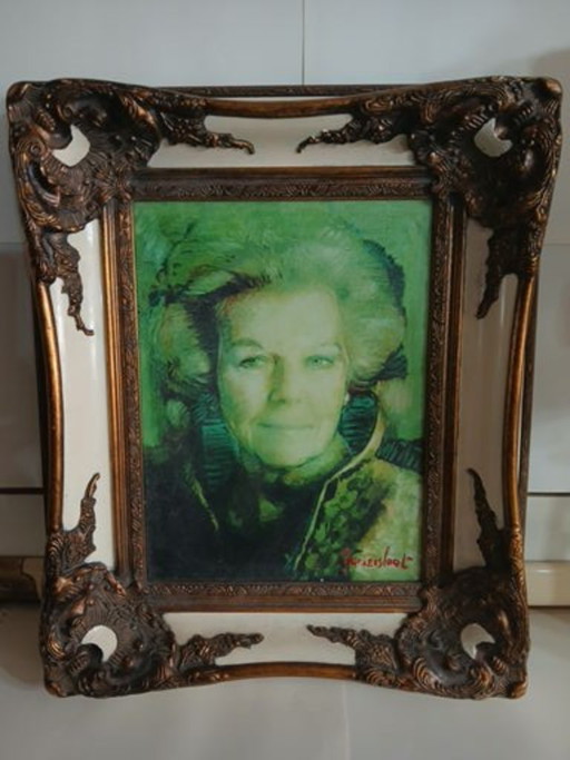 Cadre ancien avec un tableau de la reine Beatrix