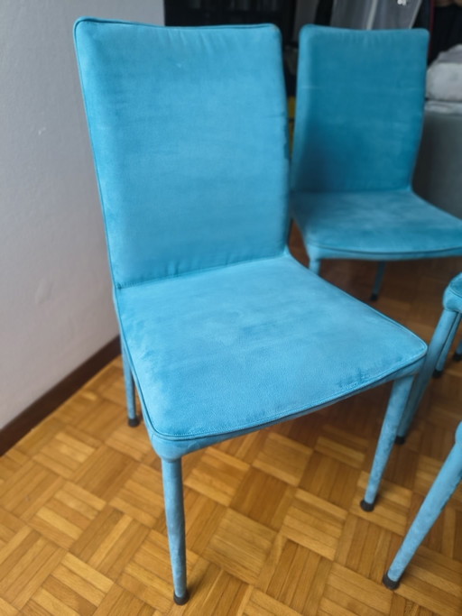 Vendo 4 sedie Bontempi Nata in velluto azzurro 