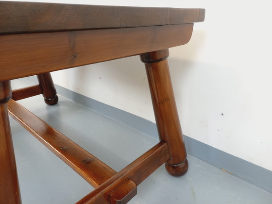 Image 1 of Brutalist rectangular dining table by Georges Robert in dark pine wood from the 1950s/60s