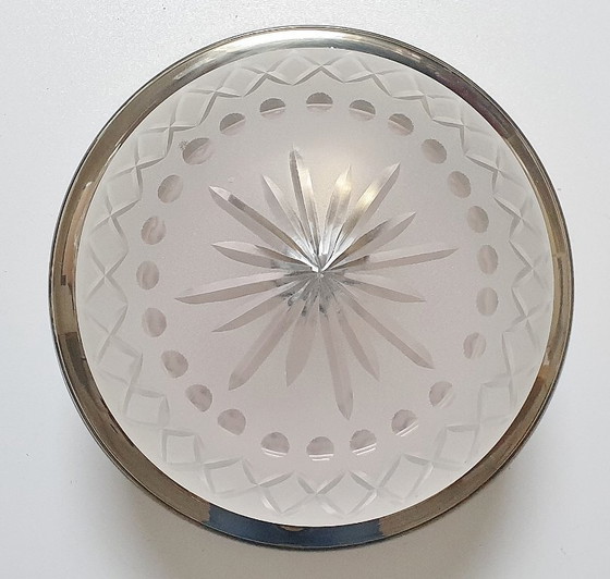 Image 1 of Lampada da soffitto Art Déco in vetro tagliato e cromato