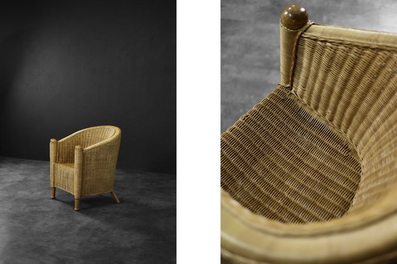 Image 1 of Vintage Italiaanse moderne Boho rotan stoel uit het midden van de eeuw, jaren 70