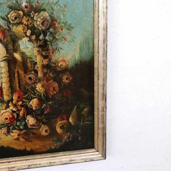 Image 1 of Antique Still Life Painting, Oil on Canvas, Italy 19th Century