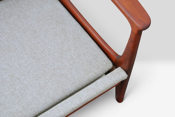 Canapé vintage en teck Eugen Schmidt Soloform et 2 fauteuils – Sofas, Bois, Textile (photo 9 of 13)