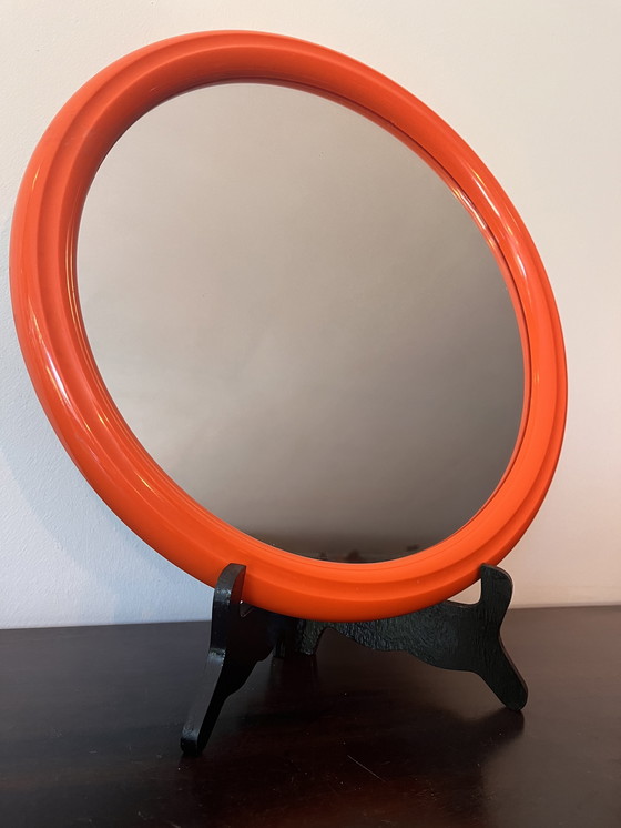 Image 1 of Specchio rotondo arancione vintage anni '70