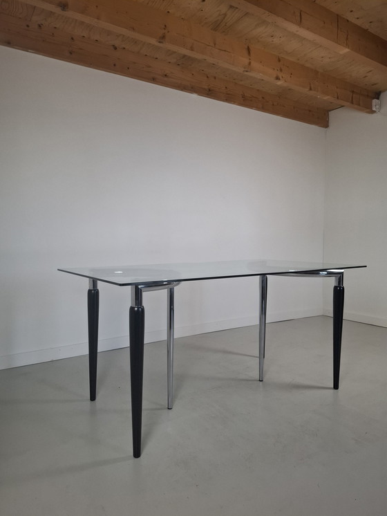 Image 1 of Effezeta Post modern eettafel set met 5 stoelen italian Design jaren 80 