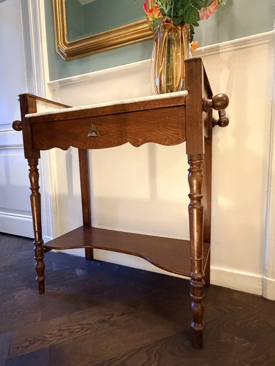 Image 1 of Antieke wastafel / Halltable met marmeren blad