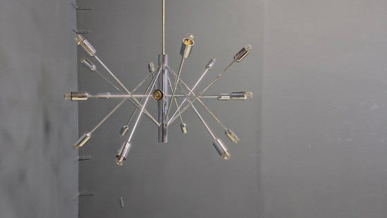 Image 1 of Vintage chrome sputnik style chandelier, 1970s