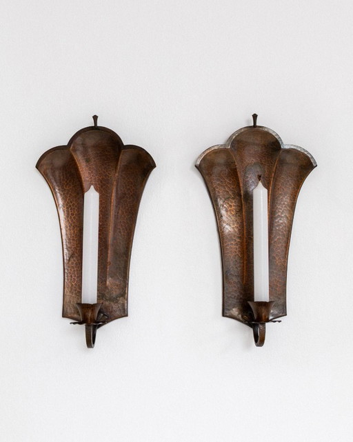 Appliques murales en cuivre martelé – wandlampen, Copper