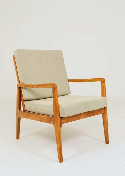 Vintage-Sessel aus khakifarbenem Cord, Mid-Century-Modern-Design, 1960