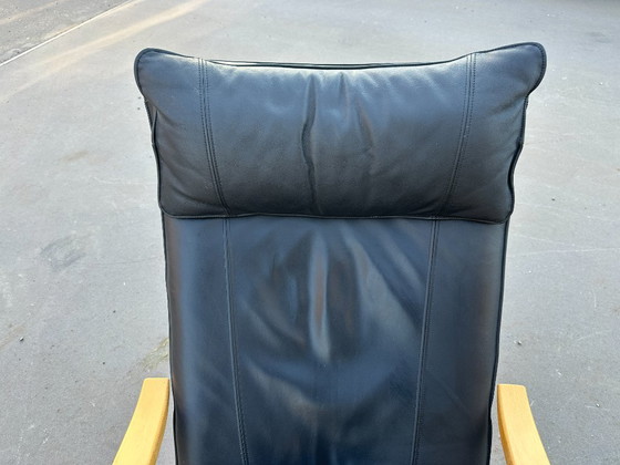 Image 1 of Poltrona/sedia relax Westnofa – versione in pelle nera di lusso