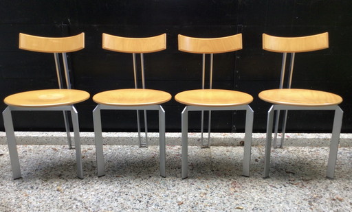 4 postmoderne Zeta-Stühle, Harvink 1980 Holland