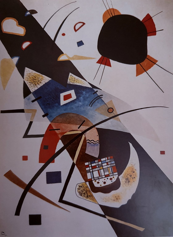 Image 1 of Wassily Kandinsky: “Deux Taches Noires, 1923”. Gesigneerd In De Plaat. Geautoriseerde Kleuren Offsetlithografie. 