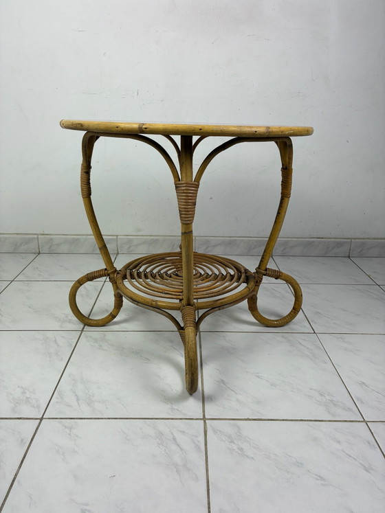 Tavolino vintage boho chic bambù formica, Tavolini, Rosso (foto 4 di 15)