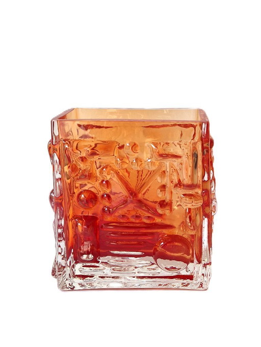 Josef Schott - Orange block vase - Smålandshyttan Sweden