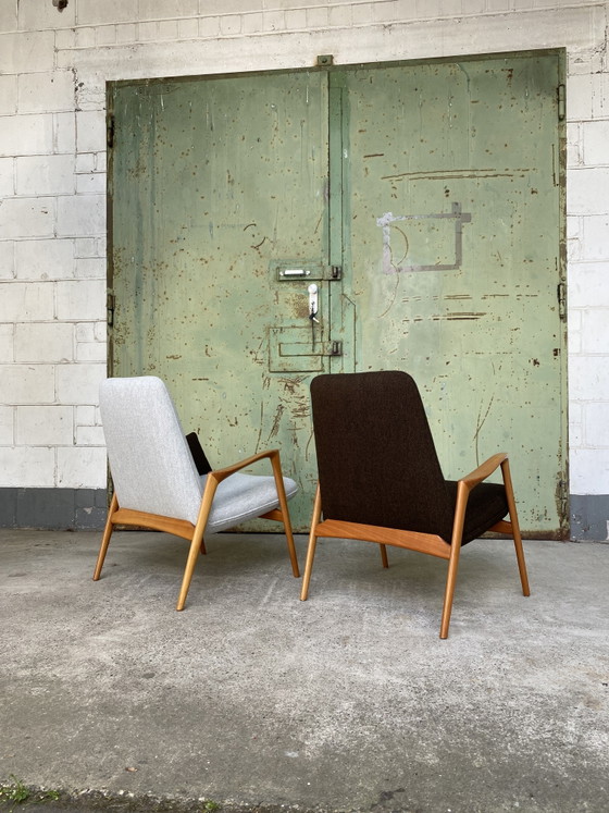 Set van 2 Scandinavisch moderne design fauteuils Hallingdal kersenhout – Textile, Wood (photo 5 of 12)
