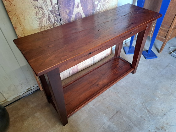 Image 1 of Koloniaal Teakhouten Sidetable, Wandconsole, Haltafel Afm. 120x40cm en 79cm Hoog.