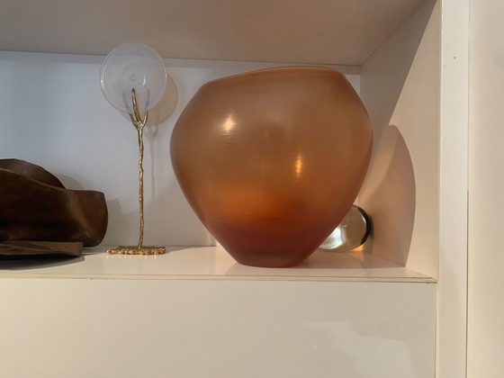 Paolo Venini Murano Incisi Vase Signed Acid Etched Amber Satin Glass 1950s Italy – Murano Glass (photo 7 of 9)