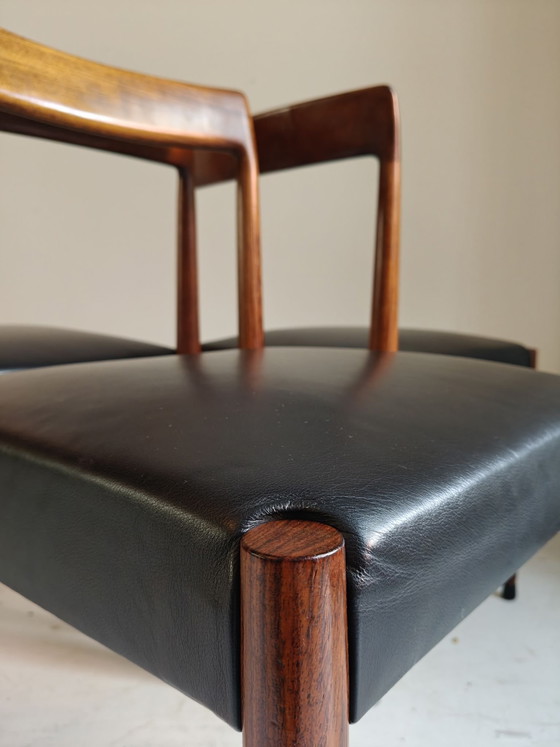 Design Dining chairs Lubke set of six, Wood, Leather, Brown (photo 13 of 14)