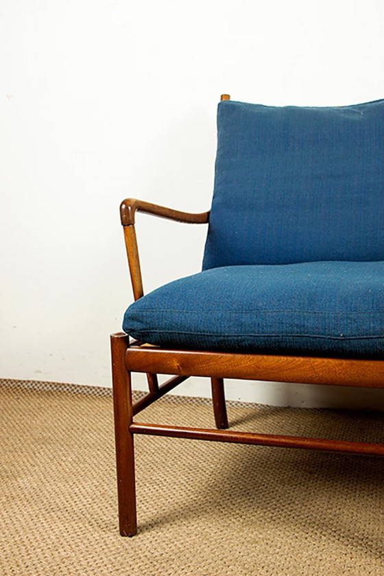 Image 1 of 2-seat Danish sofa in mahogany and cane, model PJ 149/2 OR "Colonial chair" by Ole Wanscher for Poul Jeppesen.