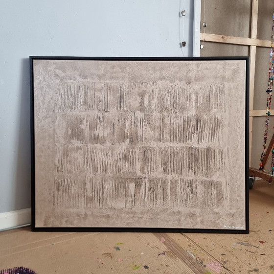 Image 1 of Frances Eckhardt – minimalistisches Gemälde, handgemalte Struktur, abstrakte moderne zeitgenössische Kunst, 80 x 100