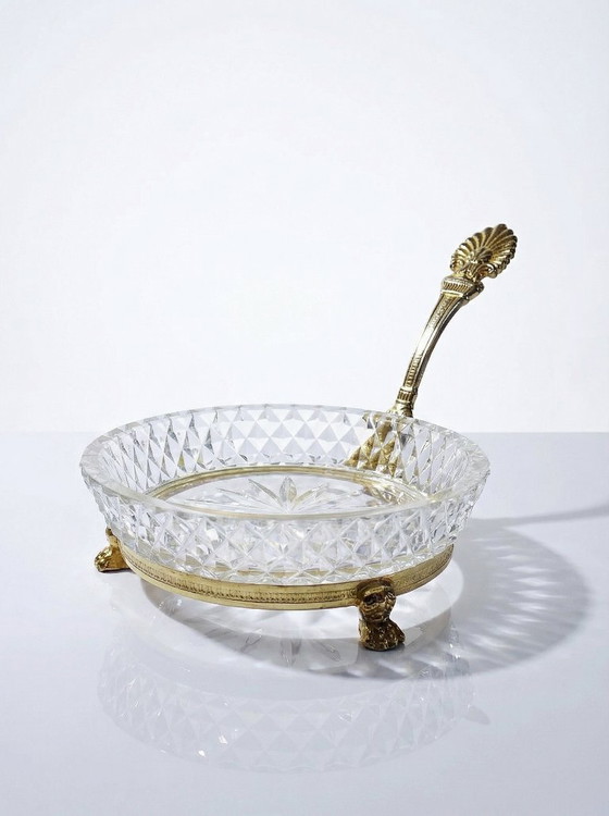 Image 1 of Sèvres crystal trinket tray, designed by L. Seiler, with an antique gilt mount