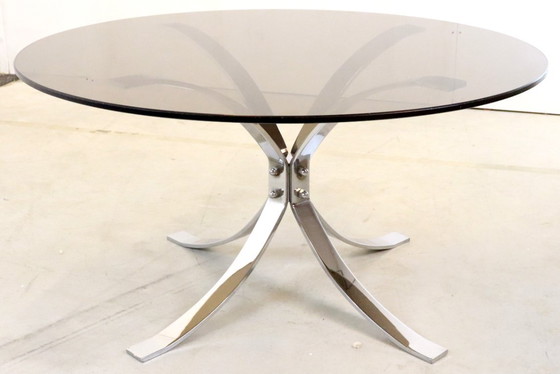 Image 1 of Tavolino vintage cromato con piano in vetro fumé 'Ostrau