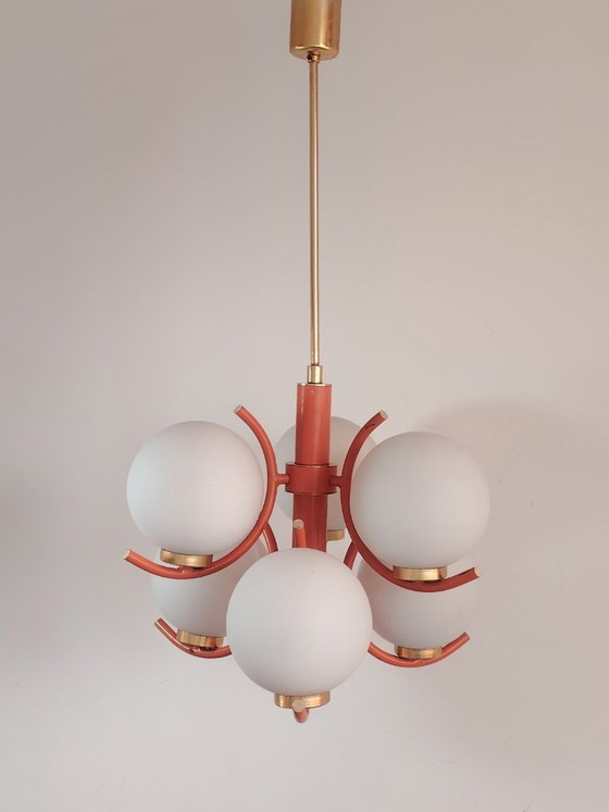 Image 1 of Lampe suspendue futuriste Spoutnik de l'ère spatiale, attribuée à Richard Essig