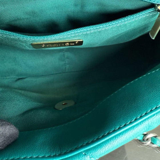 Image 1 of Chanel 19 Bag Small - Quilted Goatskin Green Blue Two-tone Hardware Series 30