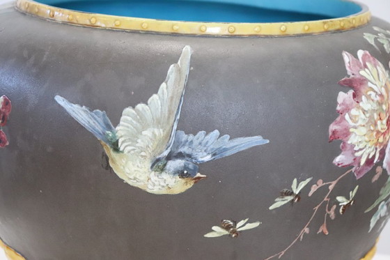 Image 1 of Vaas van keramiek met bloemendecor, Italië, jaren 1980