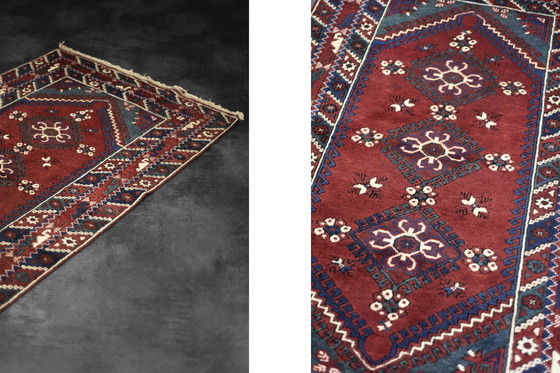 Image 1 of Vintage Red Hand-Woven Oriental Afghan Rug, 1970s