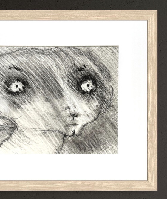 Image 1 of Robert Detheux - Magnifique portrait surréaliste - Vendu encadré 