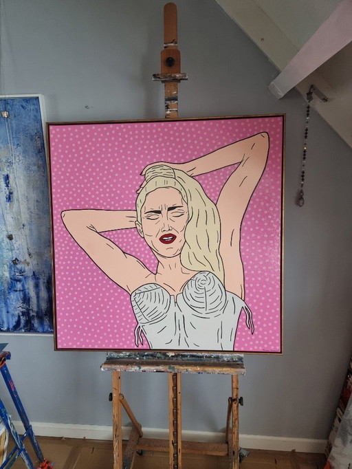 Frances Eckhardt - 90x90 pop art Madonna painting hand-painted artwork modern